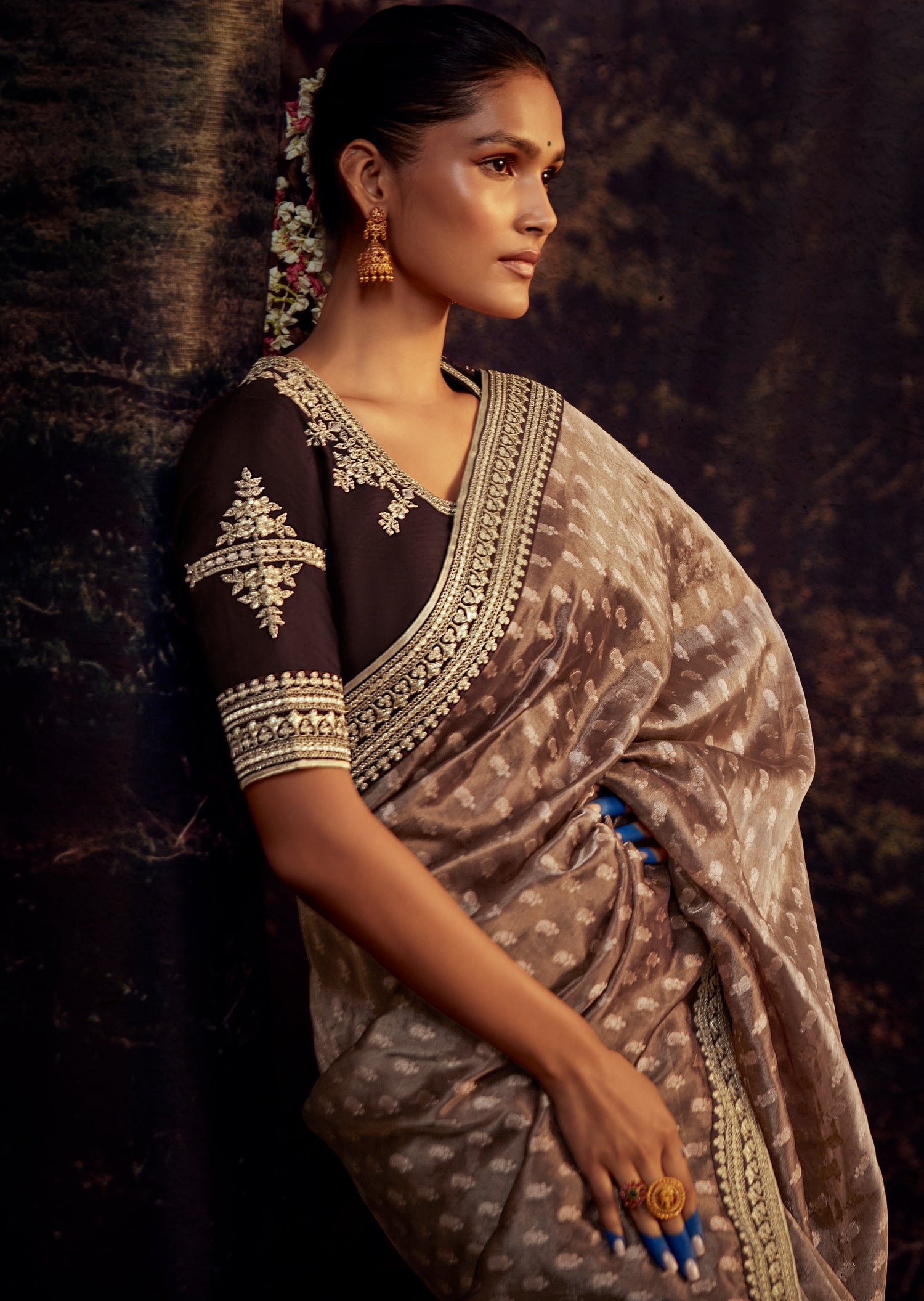 Urvi Blue Jay Soft Banarasi Silk Saree With Attached Blouse – Zariknyaa